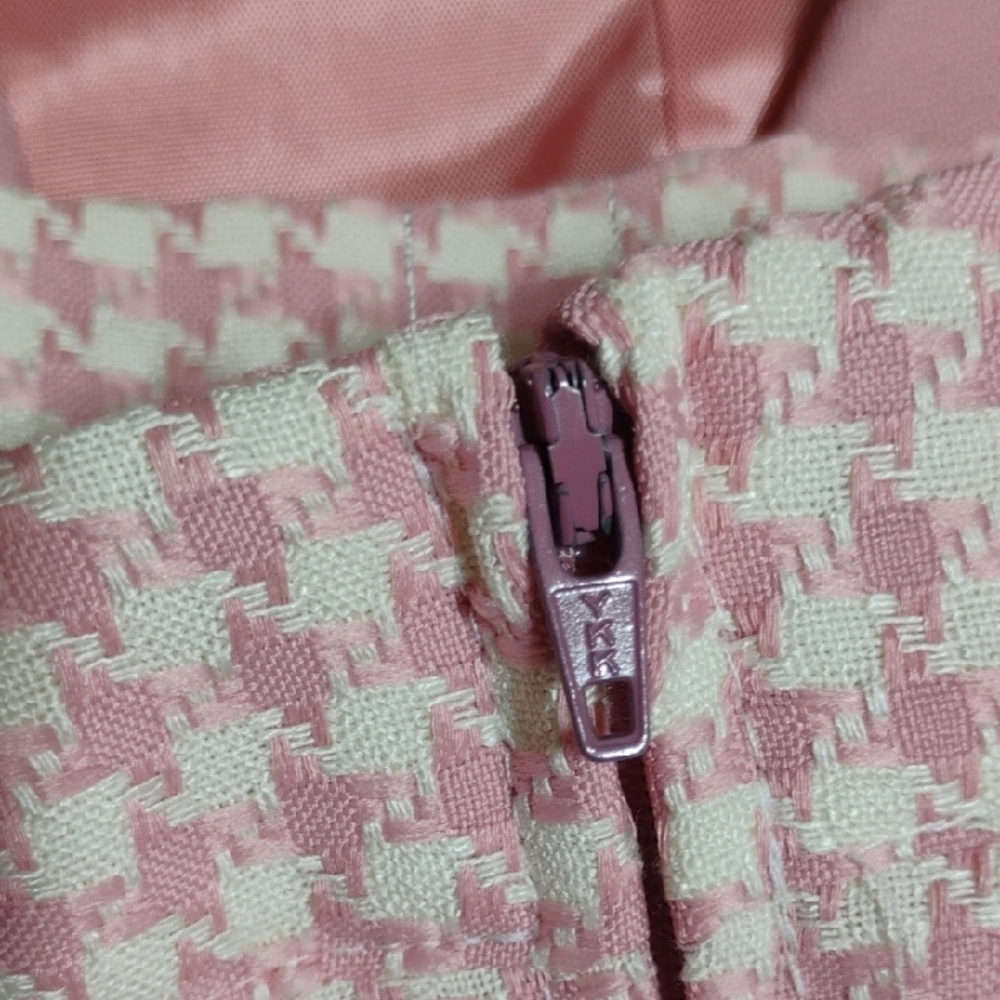 (XX-55) SALE! Blondie And Me Elegant Pink Houndstooth Women's Blazer & Skirt Set - Picture 8 of 9